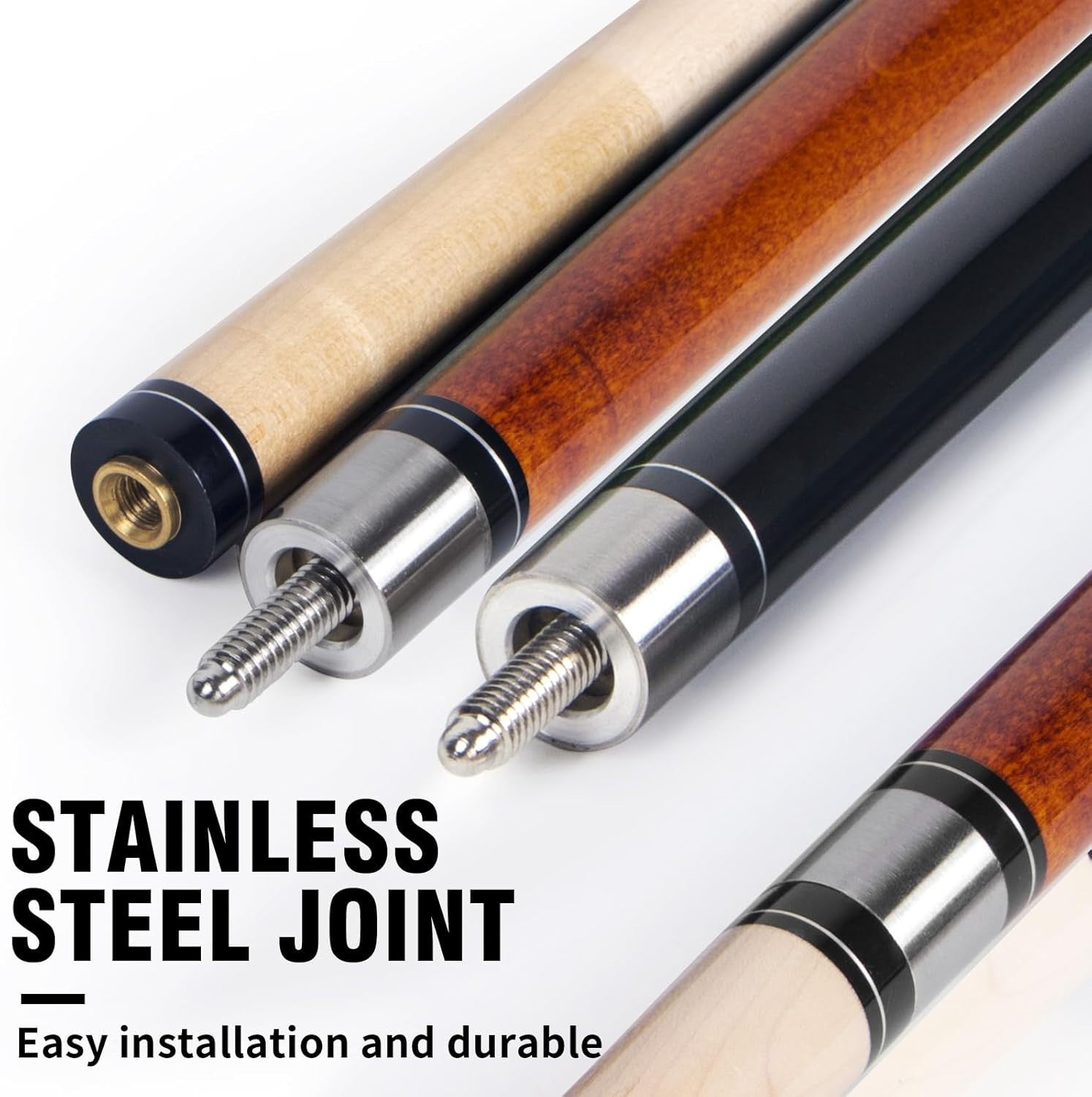 58in Pool Cue Set 2 Sticks 13mm Tip Canadian Maple 20–21oz Linen