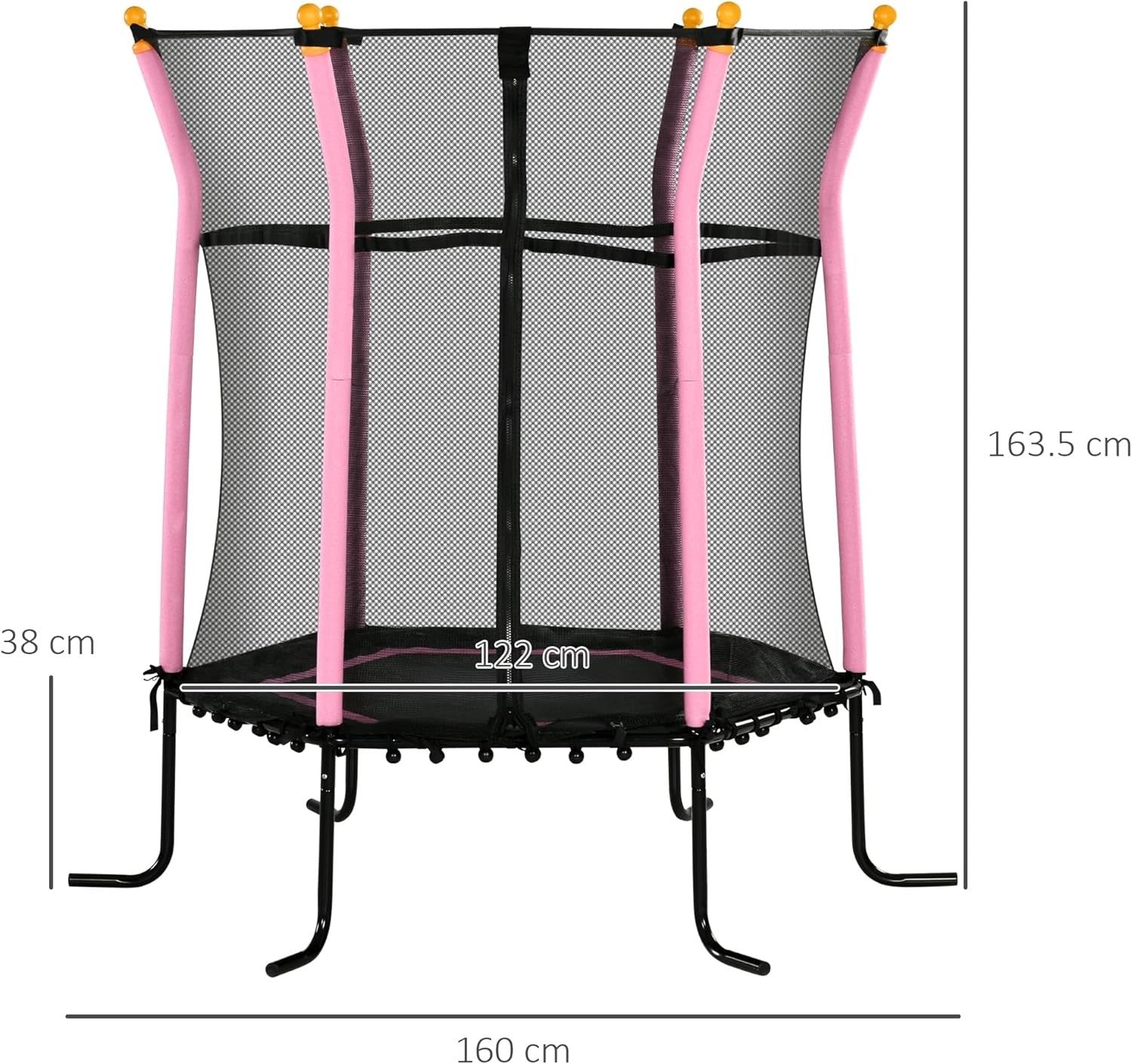 5.4FT Kids Trampoline Safety Enclosure Springless Indoor Pink