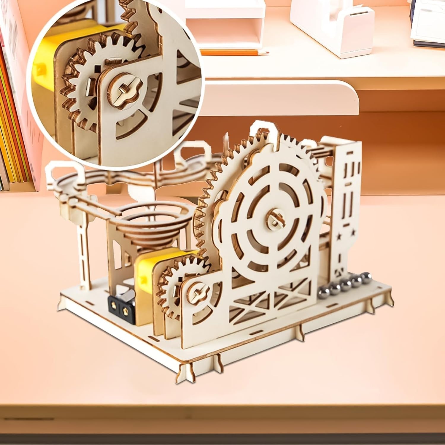 Wooden Marble Run Puzzle Kit – DIY Mechanical Roller Coaster Model Toy