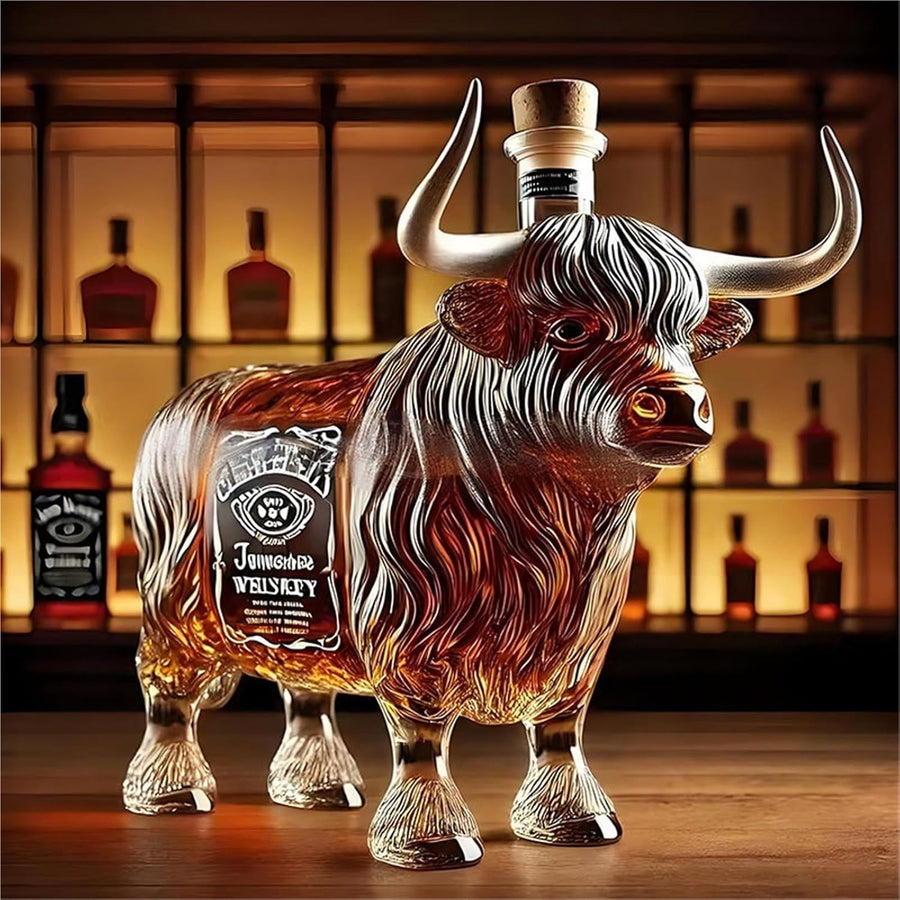 Bull Statue Whisky Decanter Glass Bottle Luxury Bar Display Gift
