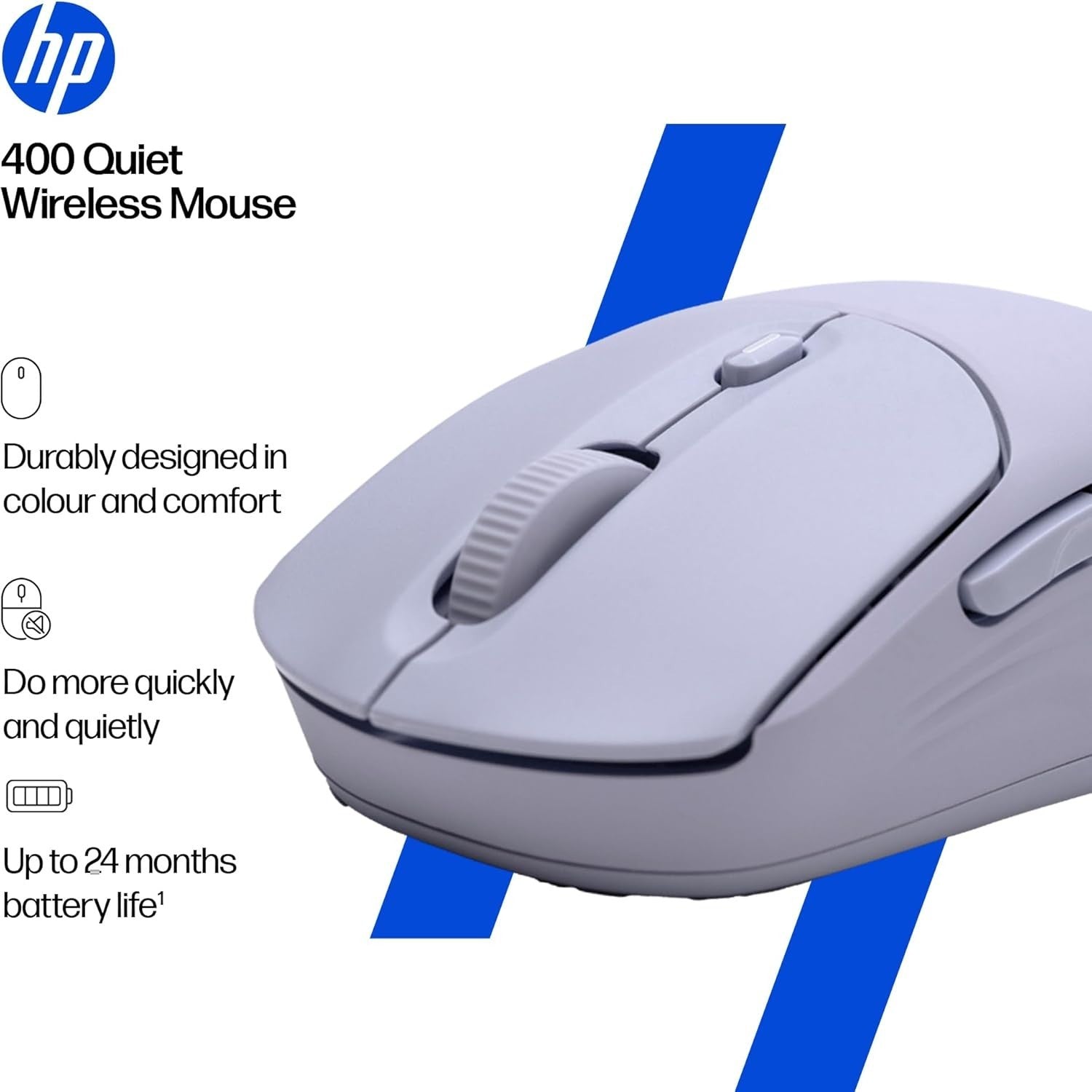 Purple Quiet Wireless Mouse Dual Bluetooth 6000 DPI Soft Touch Office Laptop