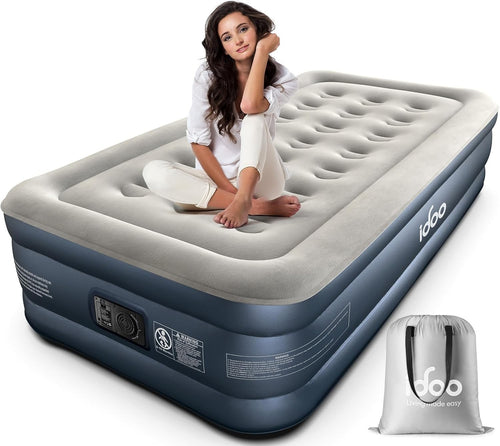 Single Inflatable Air Bed Built-In Electric Pump Fast Inflate Guest Grey Matress