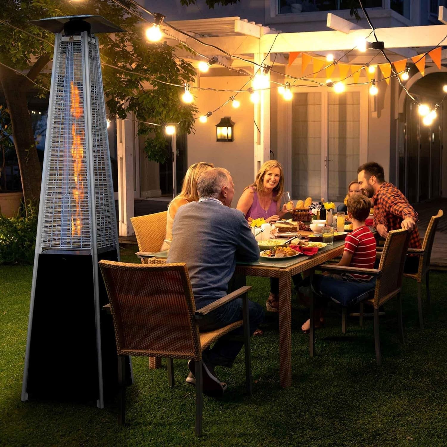 Outdoor Gas Pyramid Patio Heater 13kW with Cover – Adjustable Heat & Safety