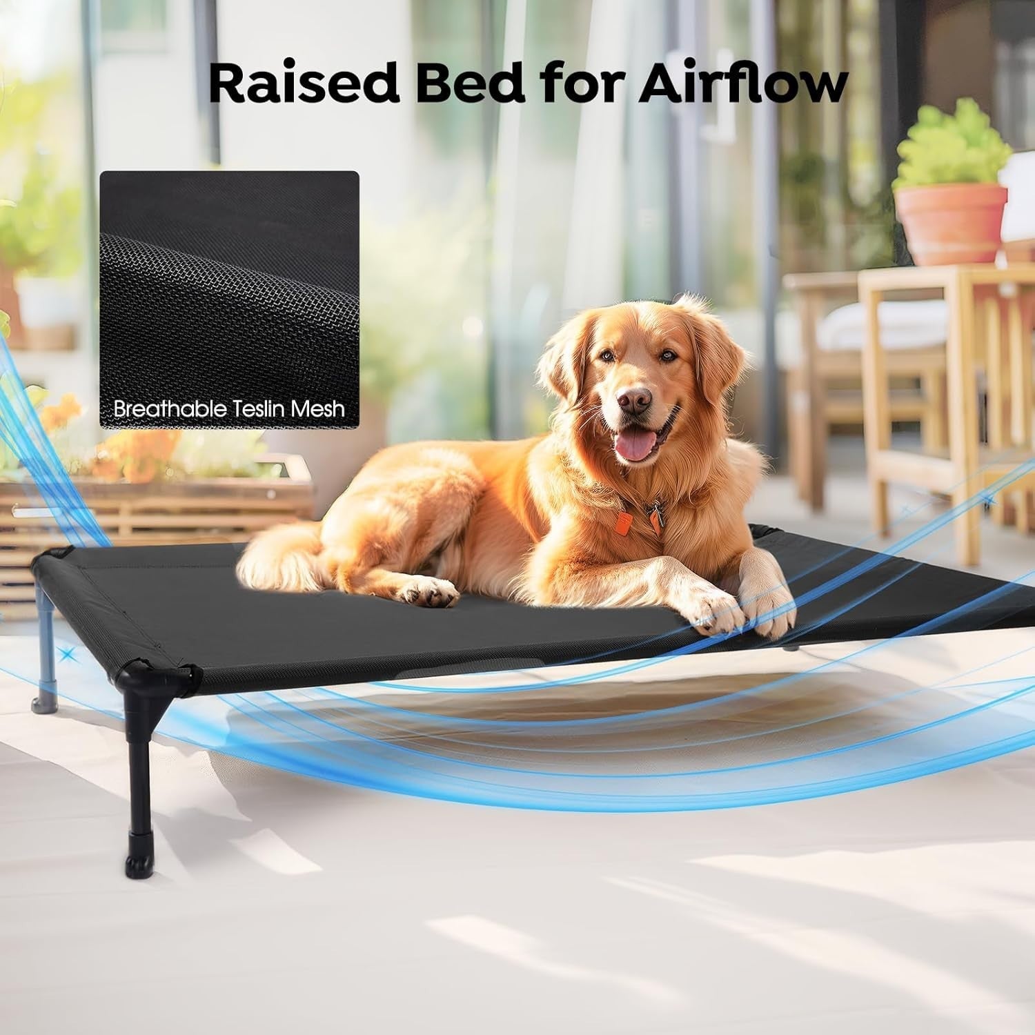 Elevated Dog Bed 81x64cm Raised Cooling Mesh Washable