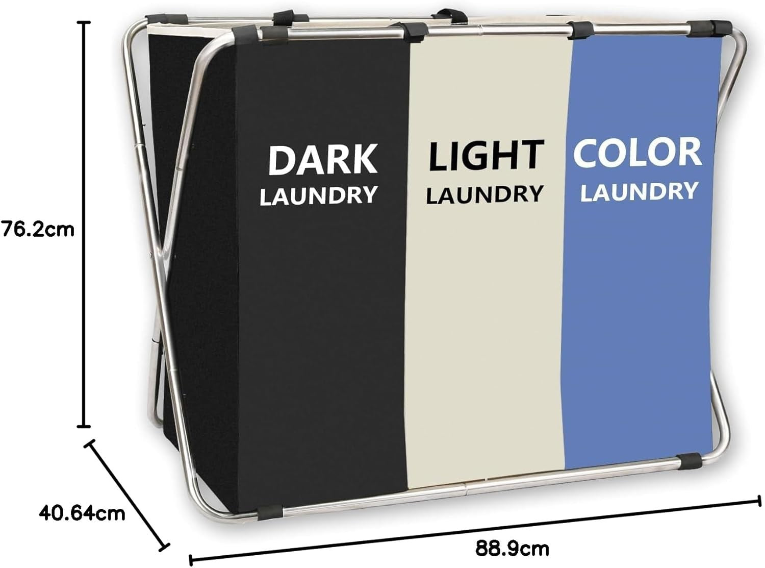 160L 3-Bag Laundry Sorter on Wheels Dark Light Colour Clothes Hamper Organiser
