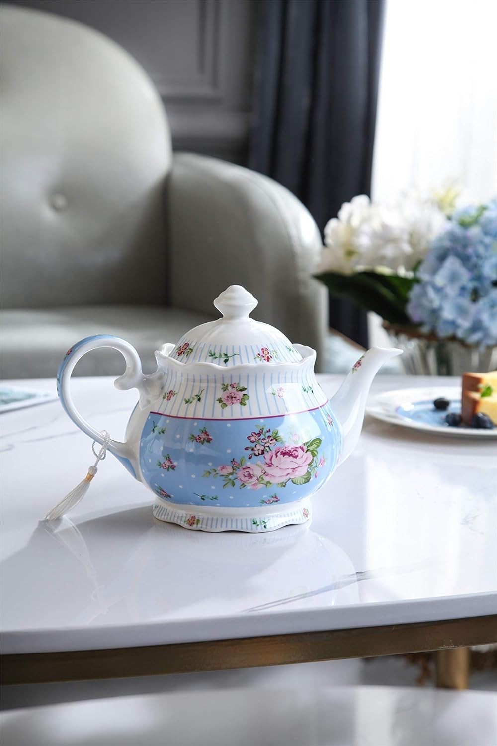 Vintage Floral Tea Set Teapot Sugar Bowl Milk Jug 800ml Gift Box