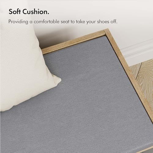 Grey Shoe Storage Bench with Cushion & 4 Shelves – Modern Hallway Unit