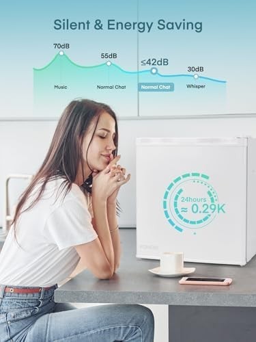 46L Mini Fridge Table Top Freezer-on-Top Reversible White