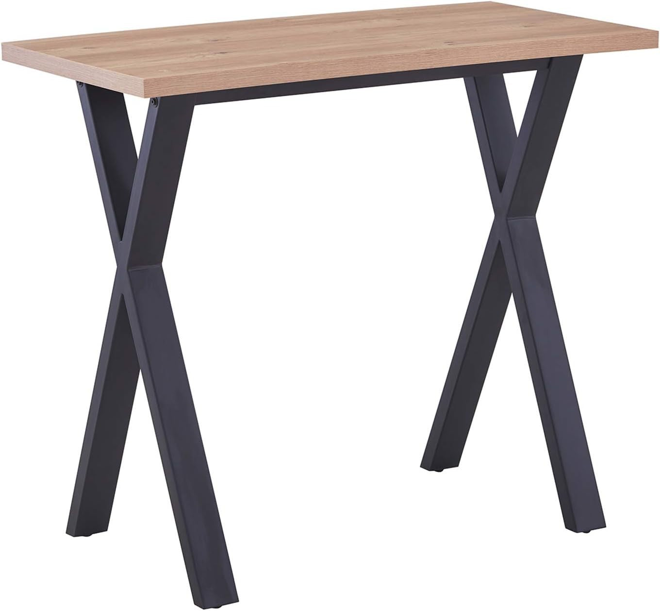 Oak Marble Effect Breakfast Bar Table with Metal Legs – Modern Counter Dining