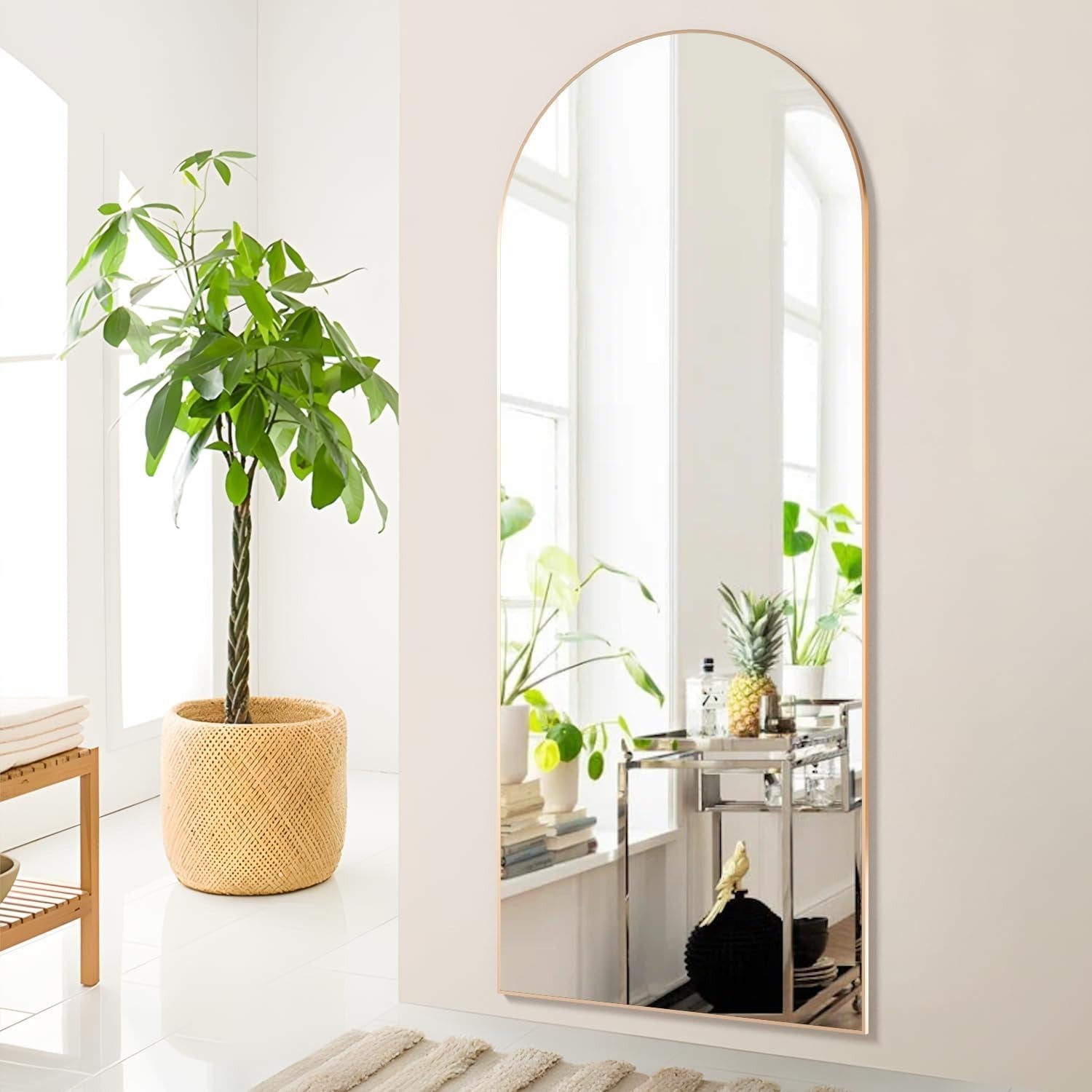 Gold Full Length Mirror 165x60cm Arched Wall Leaning Dressing Room Décor