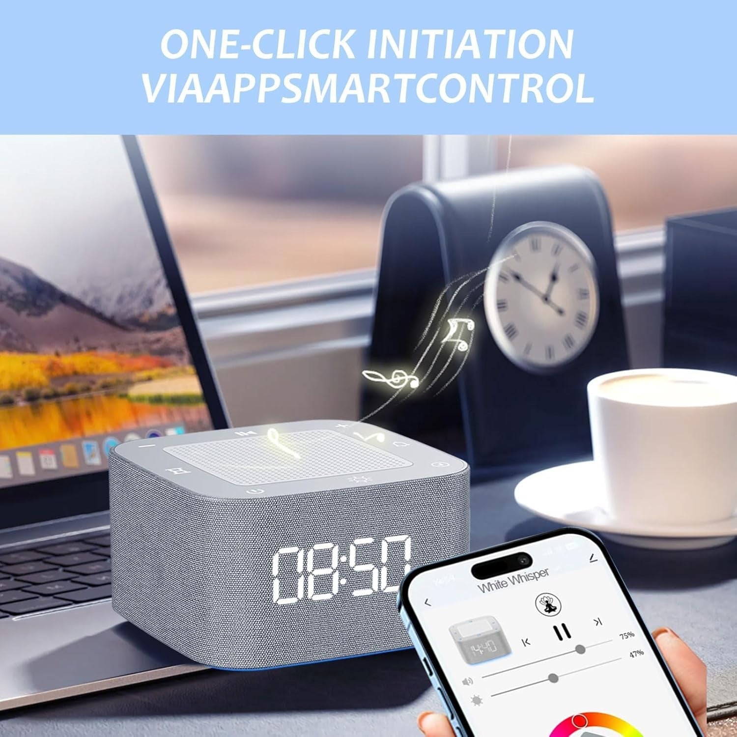 White Noise Machine with 32 Soothing Sounds, 8-Color Night Light