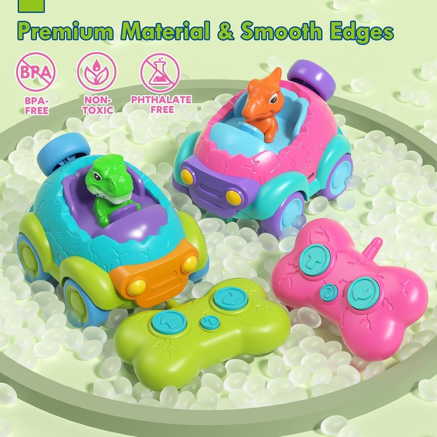 Castle Remote Control Dinosaur Cars 2 Pack Lights Music Rechargeable RC Toys Kid