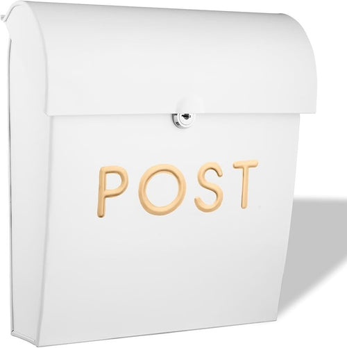 Lockable Wall Mounted Mailbox White | Weatherproof Post Box | Secure & Stylish