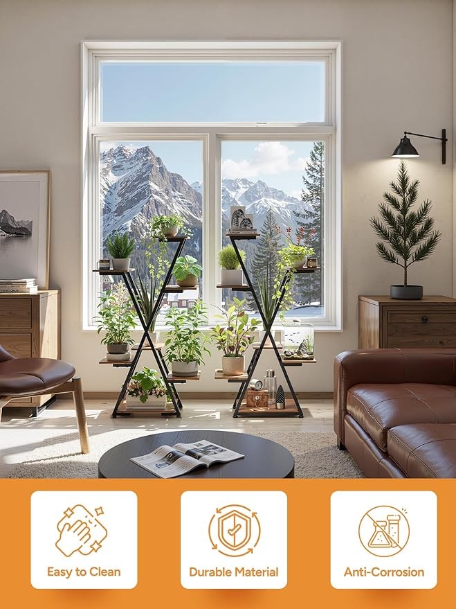 7 Tier Metal Plant Stand with Grow Lights Indoor Tall Flower Shelf Display Rack