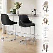 Blonde Black PU Bar Stools Set of 2 – 65cm Modern Counter Chairs