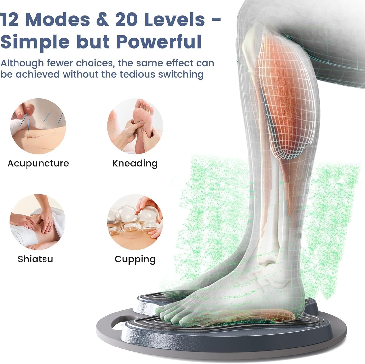 Foot Circulation Massager EMS Muscle Stimulator Pain Relief TENS Pads 20 Levels