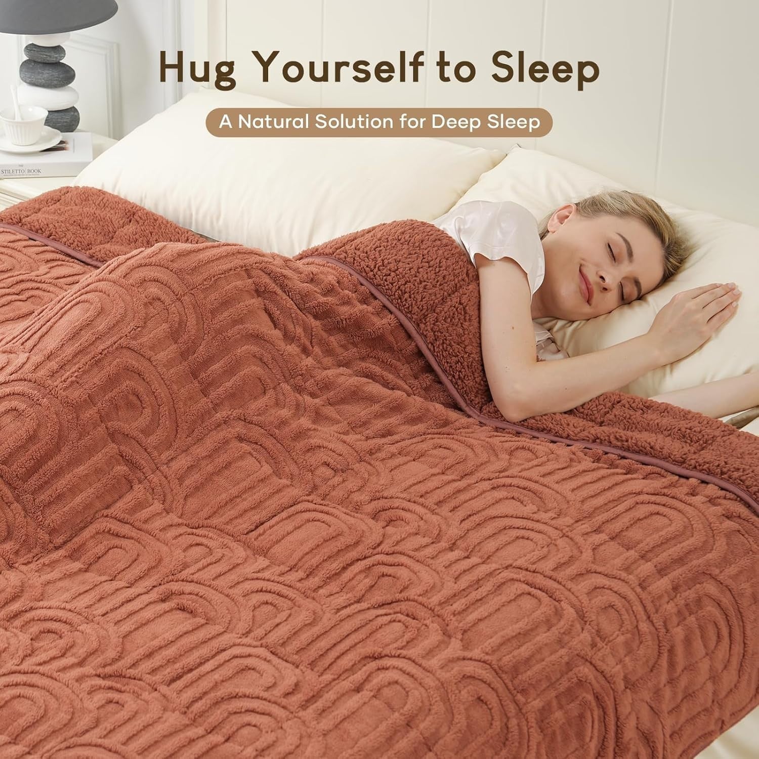 Weighted Blanket 20lb Sherpa Fleece Soft Warm Heavy Throw 60x80 Rust Pink