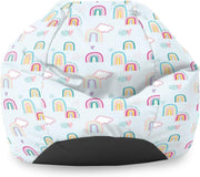 Kids Bean Bag Chair Rainbow Washable Seat for Bedroom Playroom 65x85cm