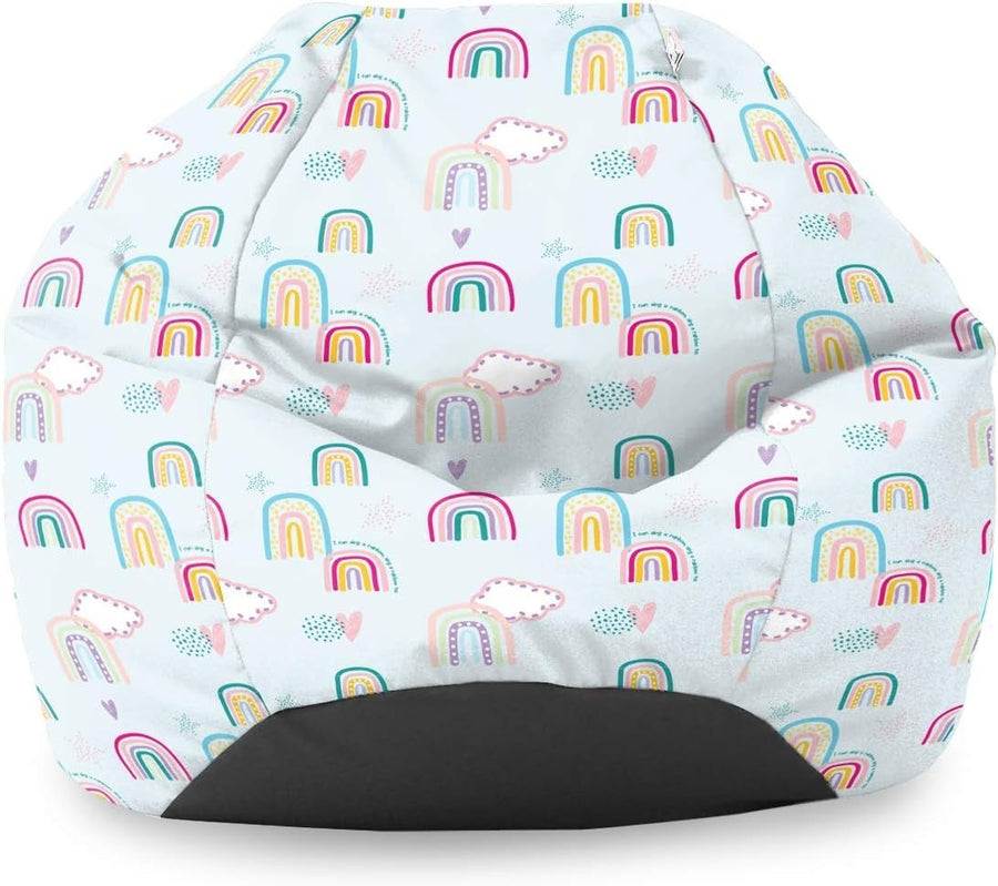 Kids Bean Bag Chair Rainbow Washable Seat for Bedroom Playroom 65x85cm