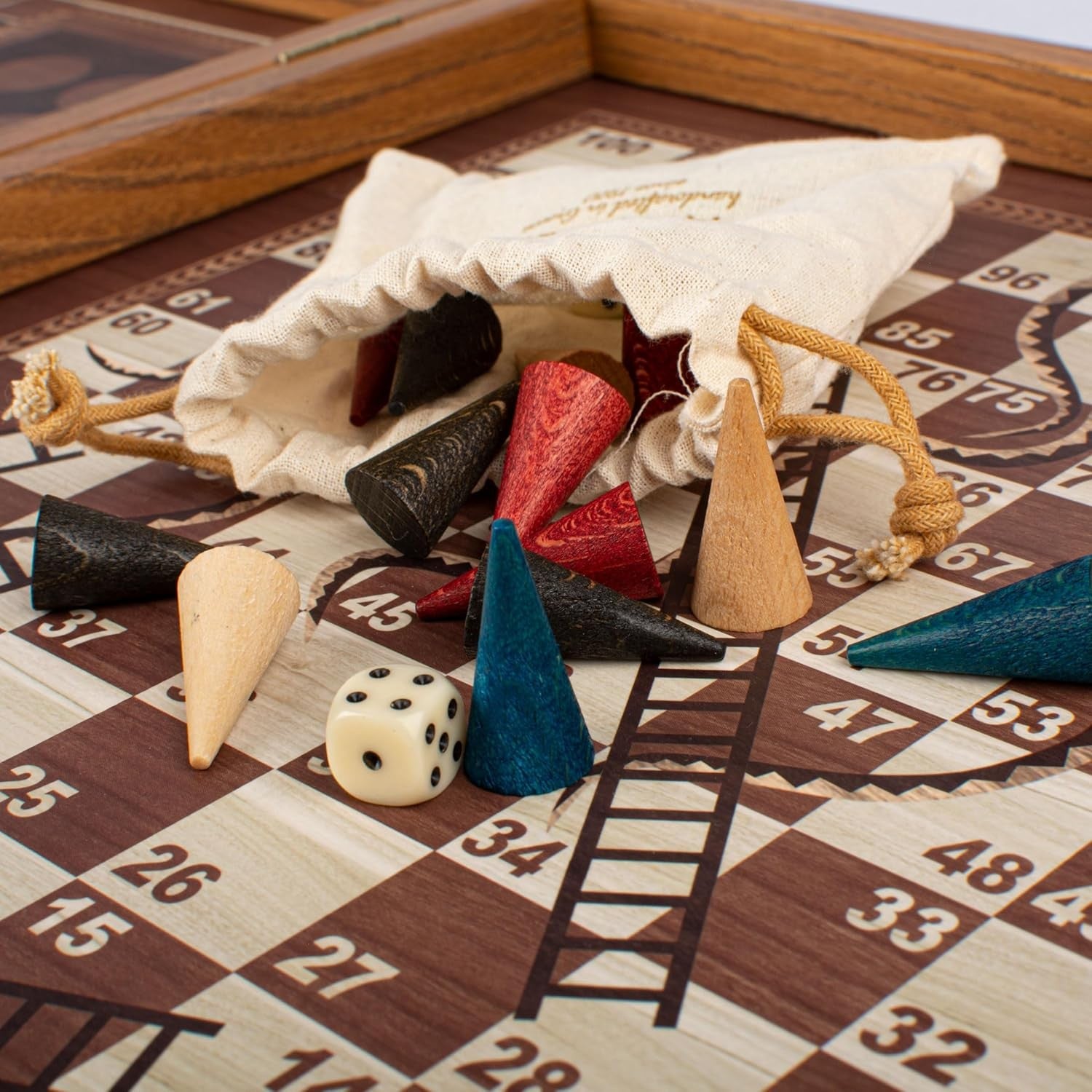 4-in-1 Wooden Classic Board Game Set 34cm – Chess, Ludo, Backgammon