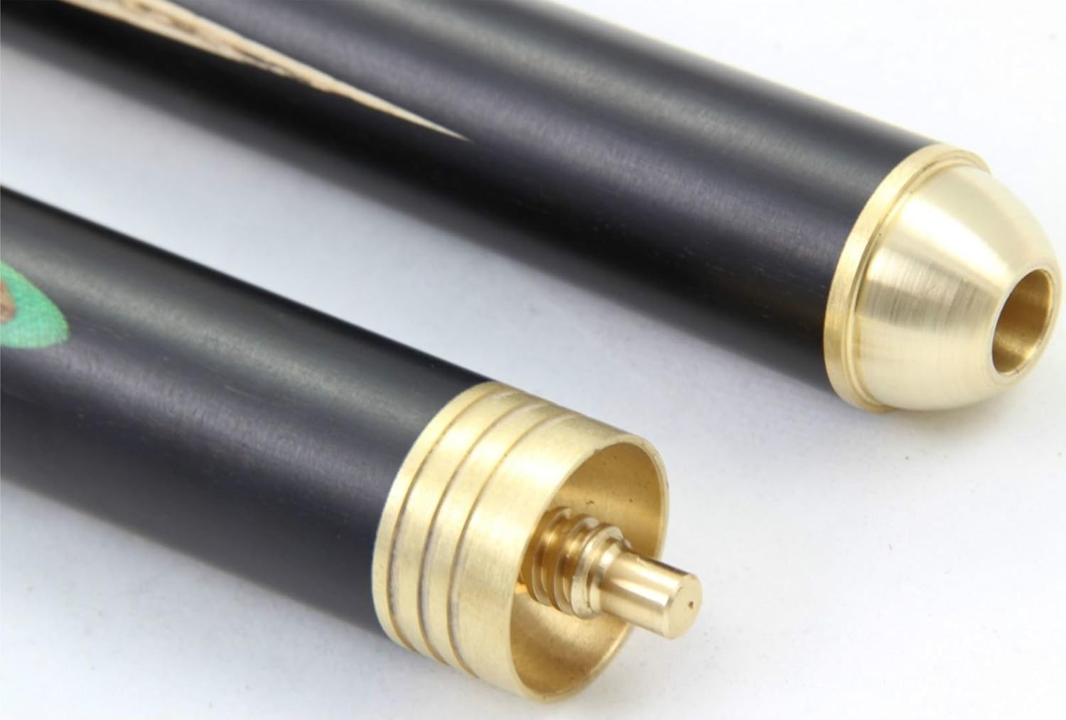 55in Snooker Pool Cue 8.5mm Tip Ash Shaft 3pc Ebony Zebrano Quick Joint