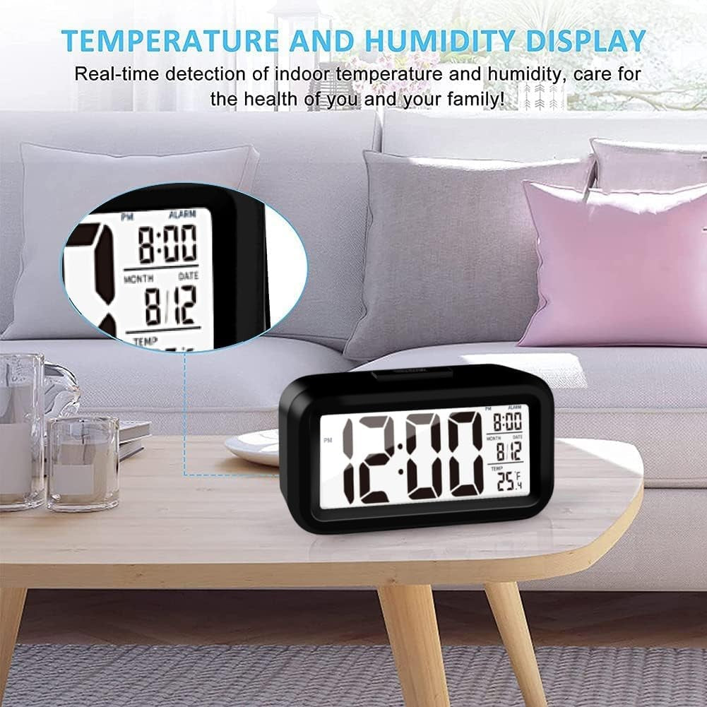 Kids Digital Alarm Clock Temperature Display Loud Snooze 12/24H Battery