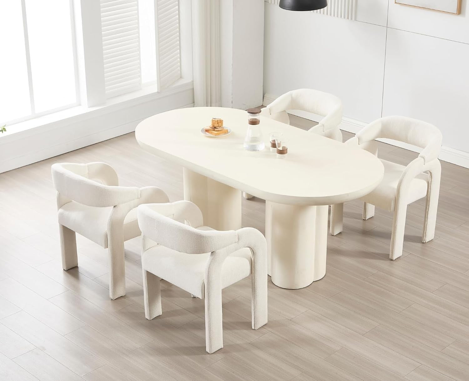 Modern White Dining Chairs Set of 2, Upholstered Armrest Tub Seats