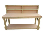 8ft Heavy Duty Wooden MDF Workbench with Back Panel – Strong Workshop Table