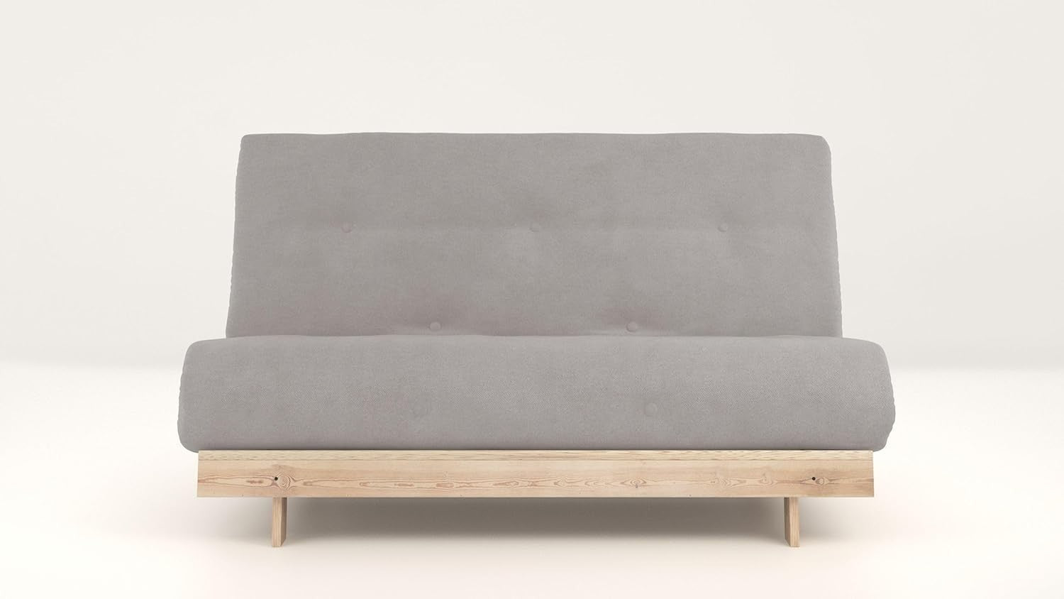 Double Futon Sofa Bed 137cm Harmony Grey Wool Mix with Wood Frame