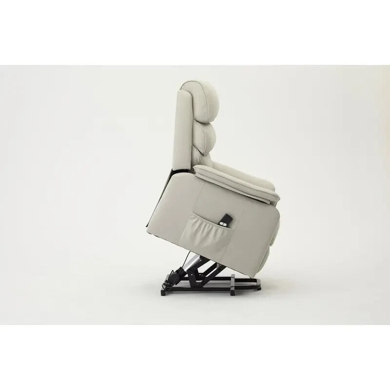 Electric Riser Recliner Armchair Lift Chair Light Grey Faux Leather Sofa