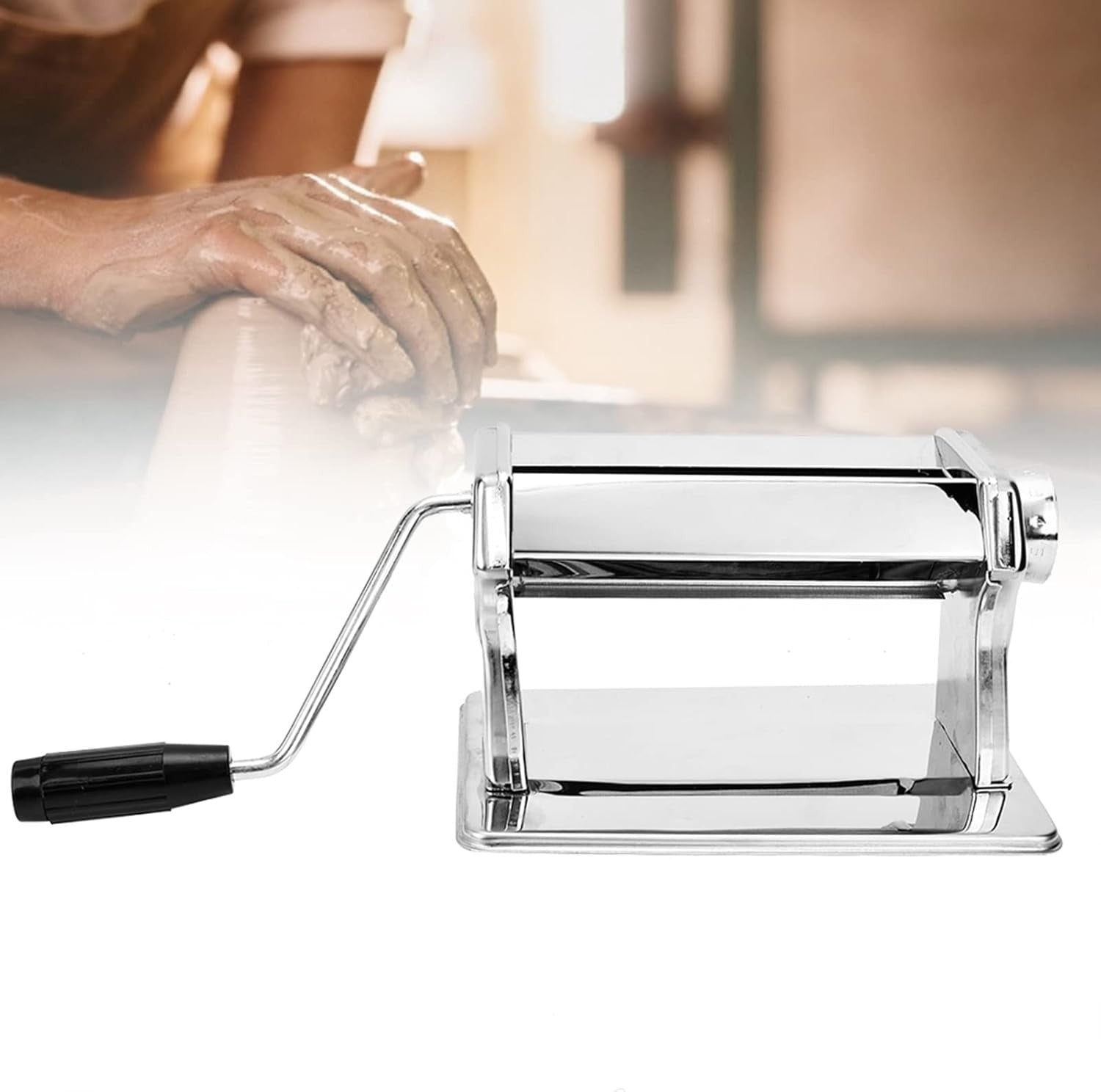 Hand Crank Clay Roller Press 15cm Stainless Steel Polymer Clay Machine