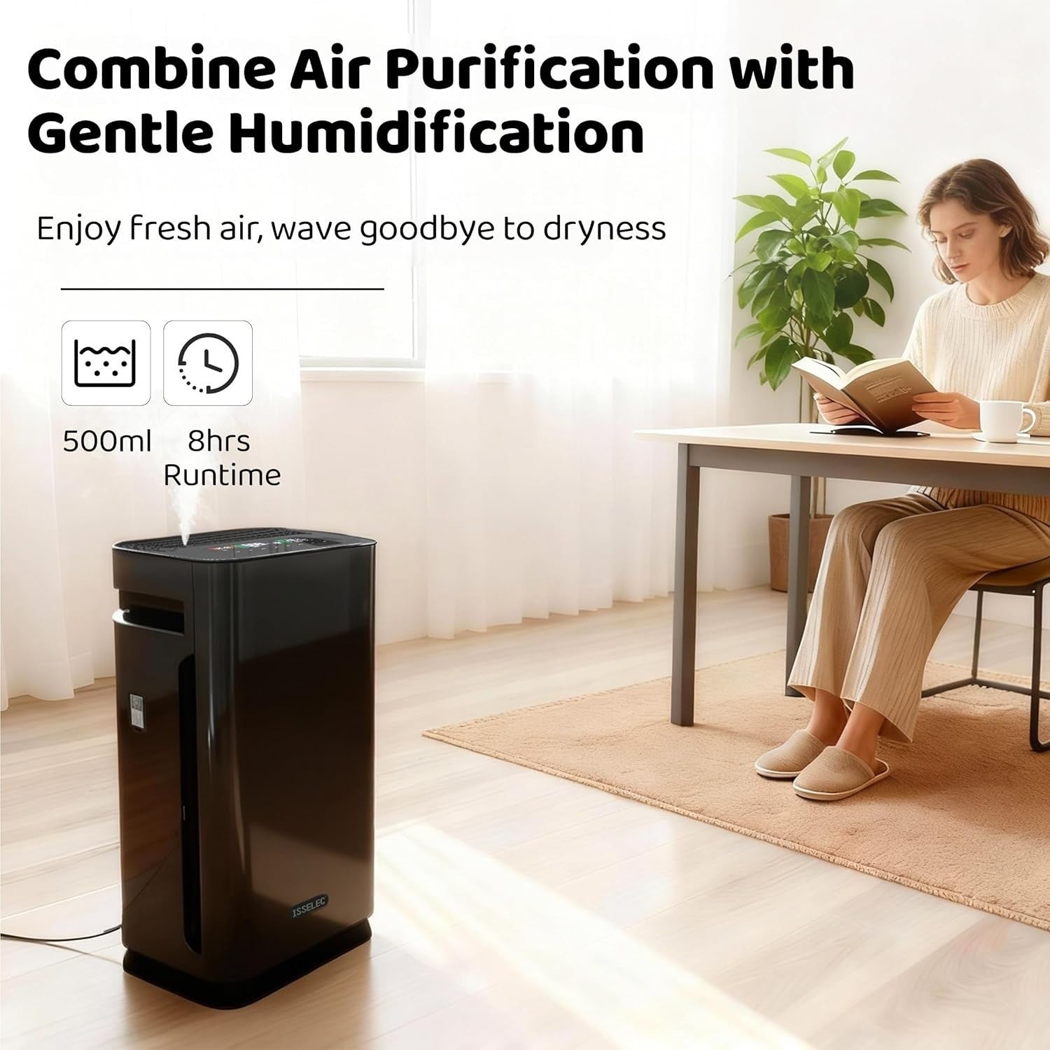 H13 HEPA Air Purifier CADR 330m³/h 80㎡ Auto Sleep Mode Humidifier
