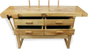 Heavy Duty Hardwood Workbench 152cm Woodworking Table 7" Vise 4 Drawers Shelf