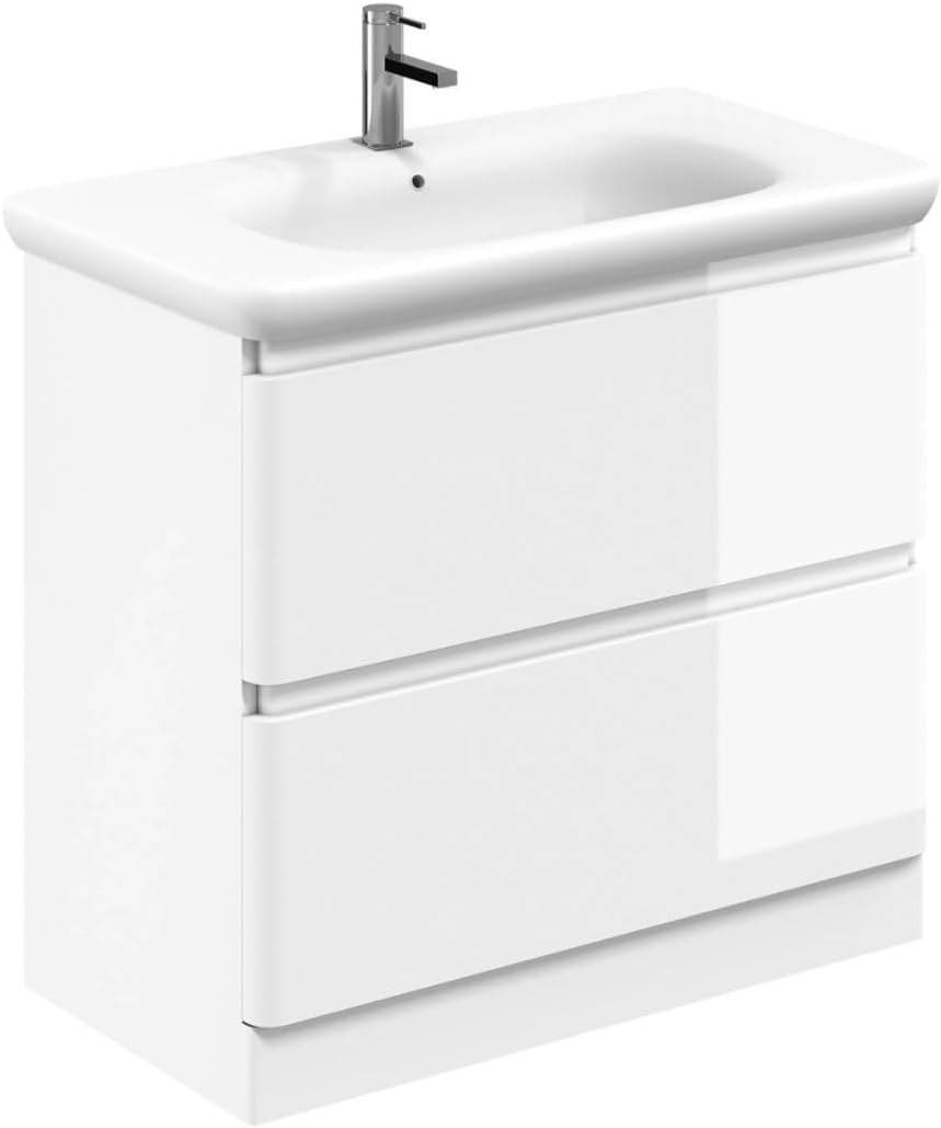 900mm Gloss White Vanity Unit with Basin Floor Standing Bathroom Cabinet