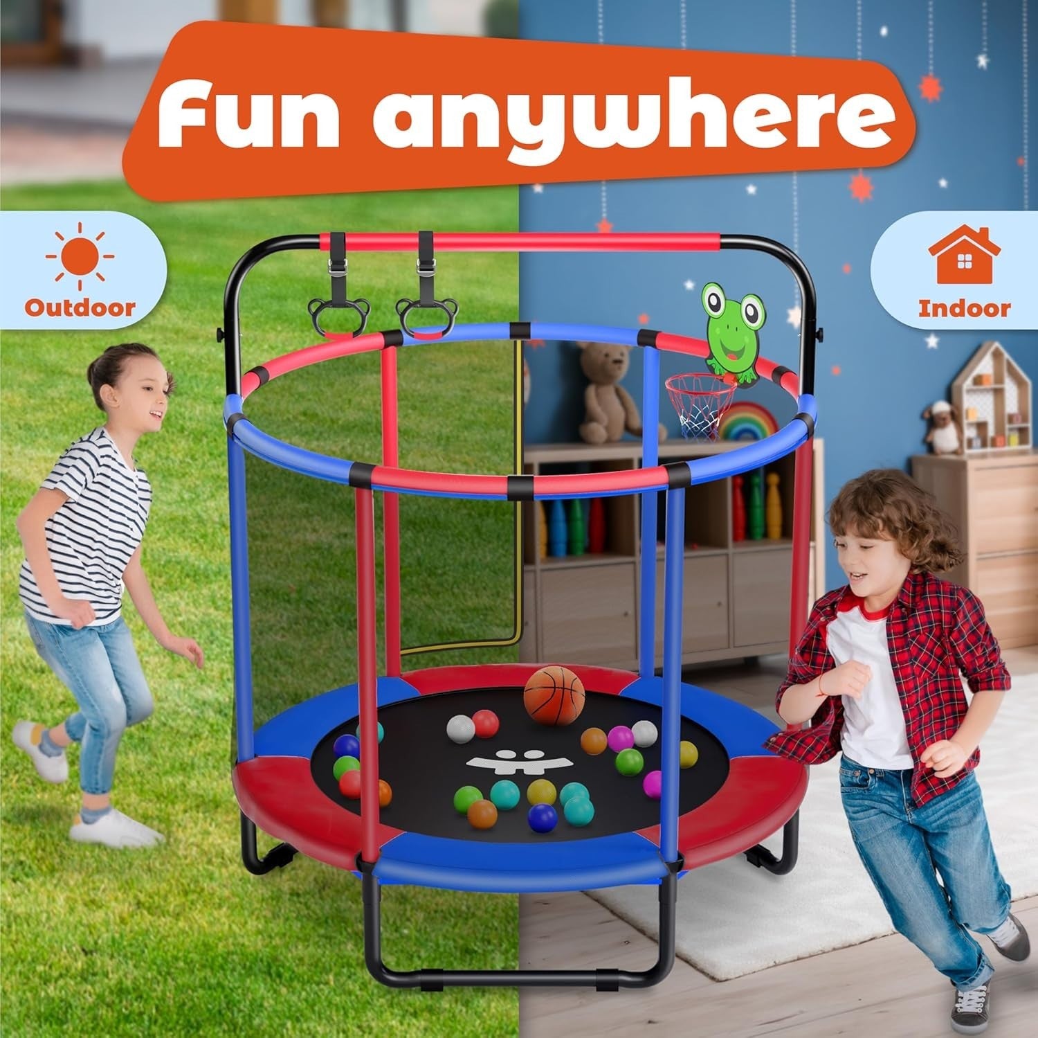 5FT Toddler Rebounder Trampoline with Safety Net Indoor Outdoor