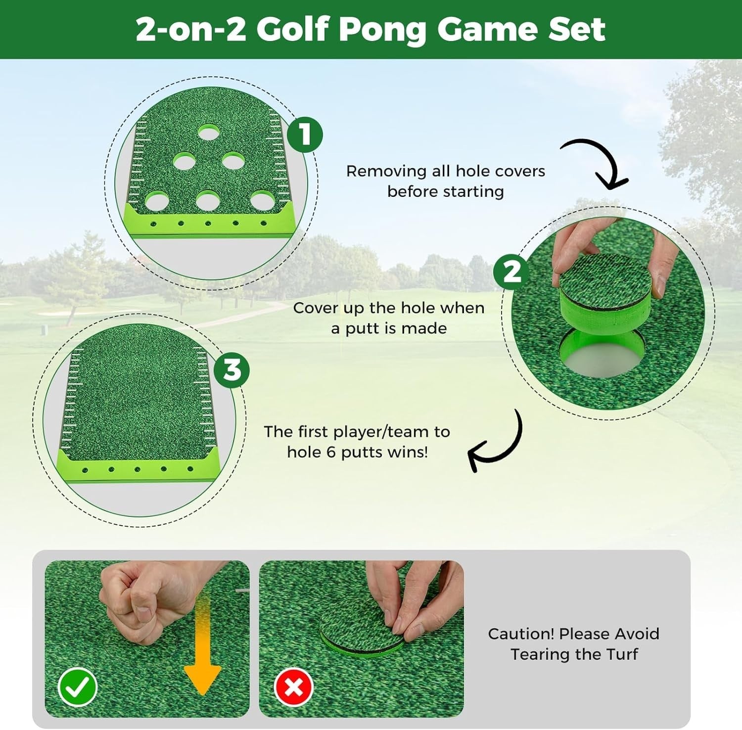 Golf Putting Green Mat 11FT Indoor Outdoor Practice Set Balls Putters Holes