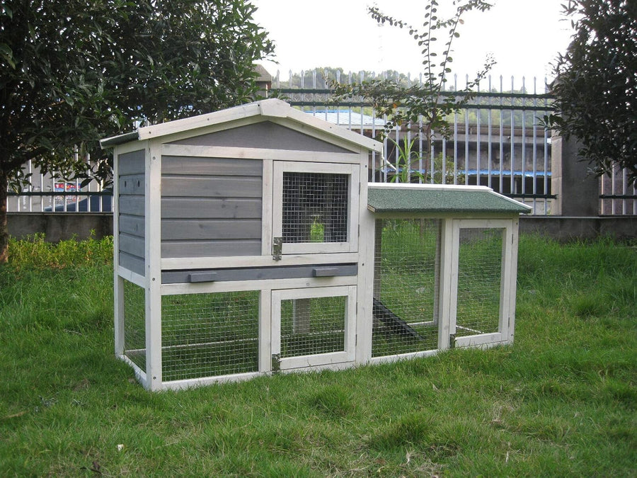 Large Wooden Rabbit Hutch with Run Outdoor Double Decker Extra Deep Cage