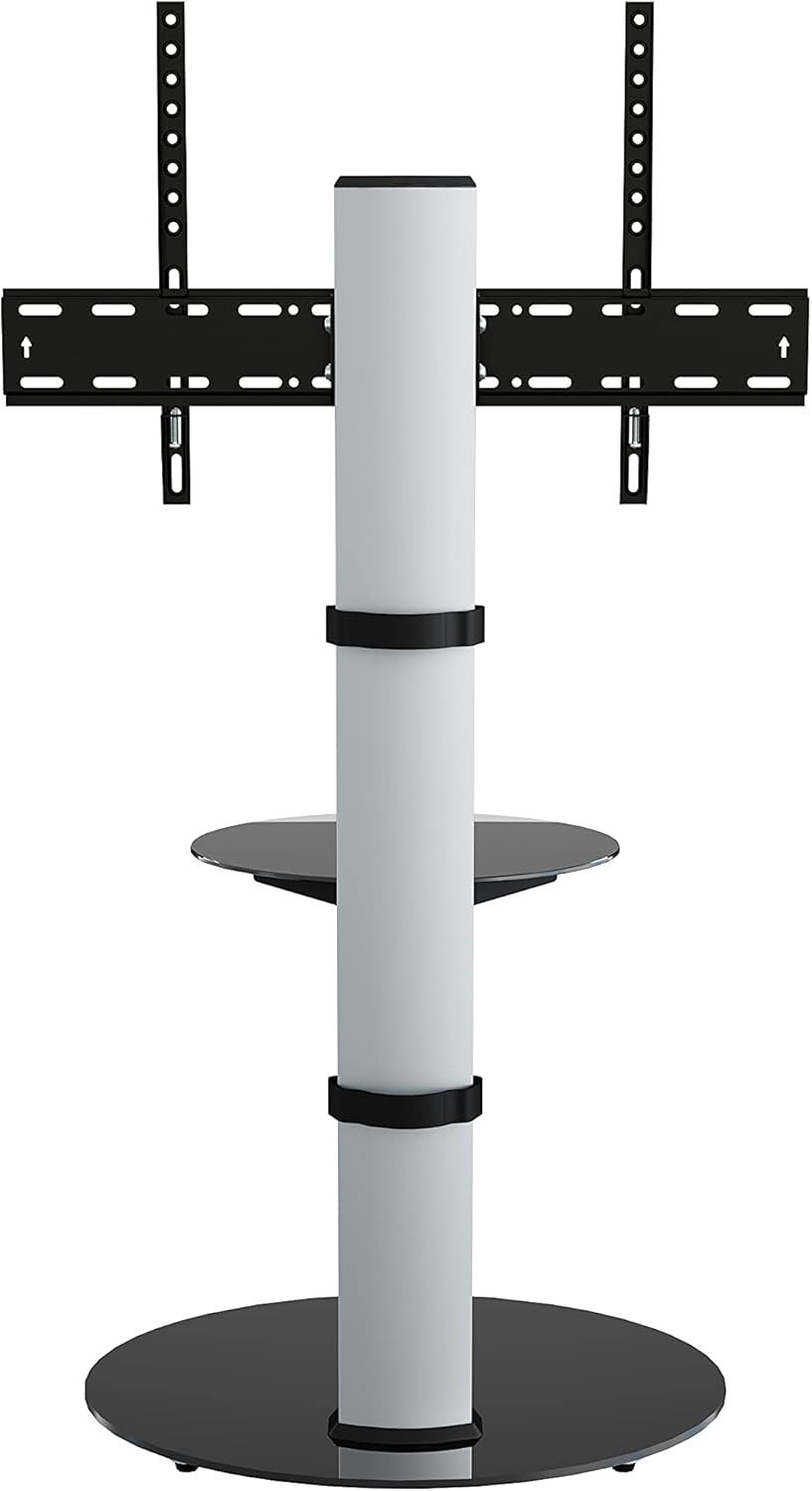 Swivel TV Stand With Shelf for 32-55" Screens Glass Base VESA Mount