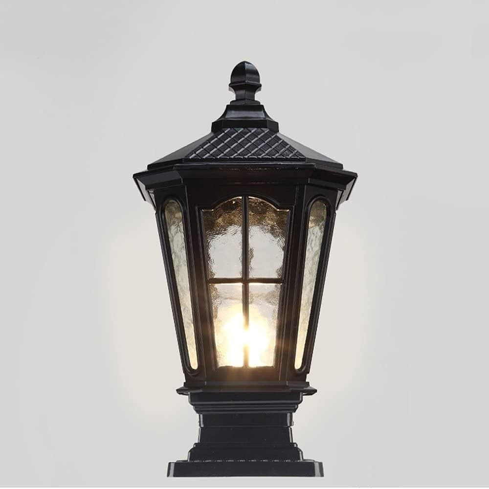 Outdoor Post Lantern Light, IP65 Waterproof Black Garden Pillar Lamp E27