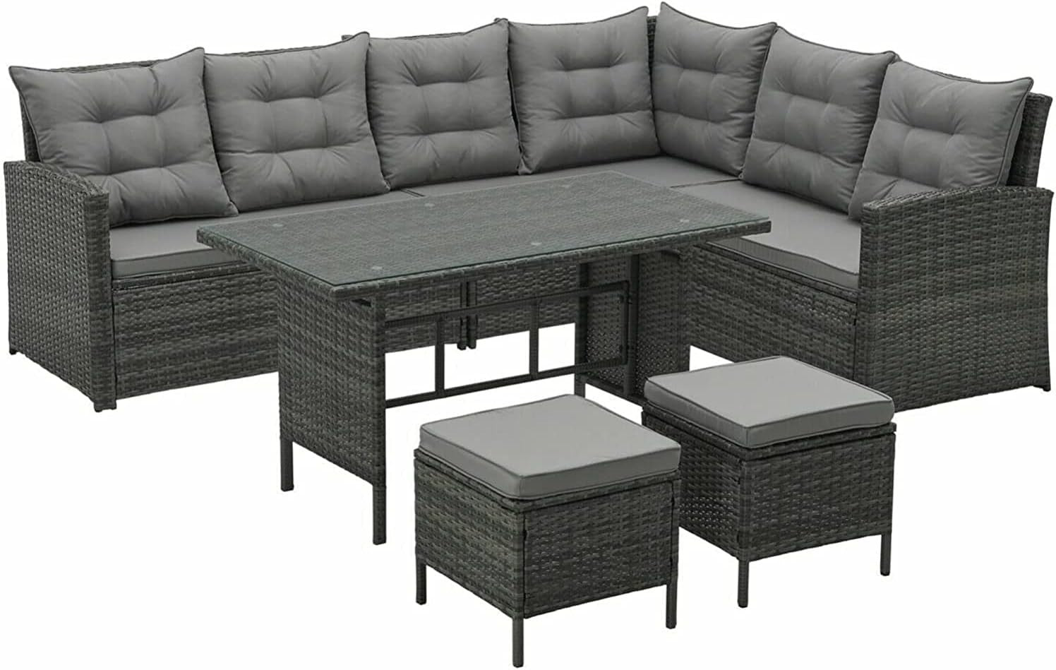 8 Seat Rattan Garden Sofa Set Outdoor Corner Dining Table Cover Grey