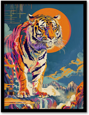 Japanese Tiger Wall Art 12x16 Framed Abstract Animal Living Room Decor