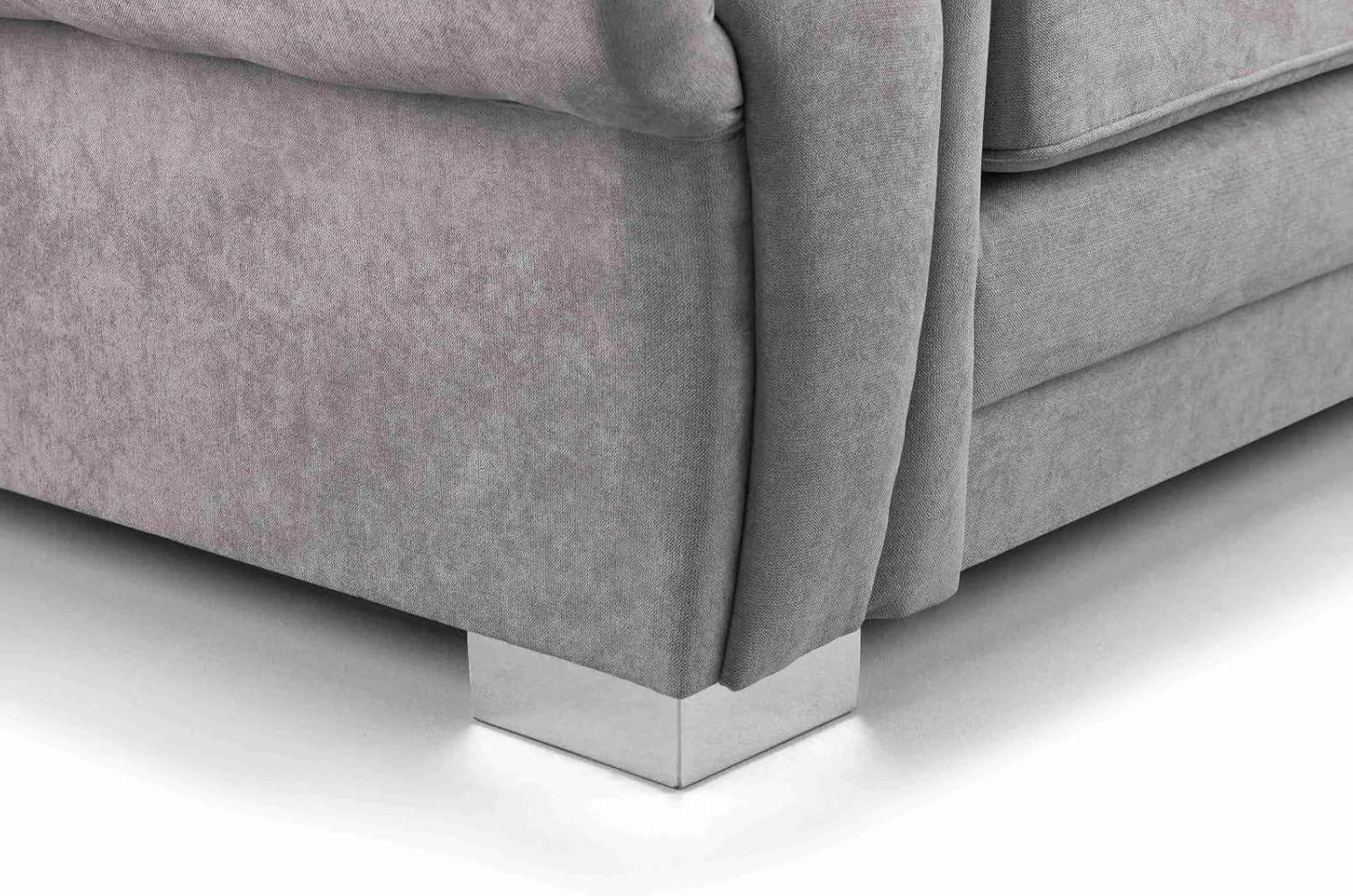 Grey L-Shape 5 Seater Chesterfield Sofa – Soft Chenille Sectional Couch