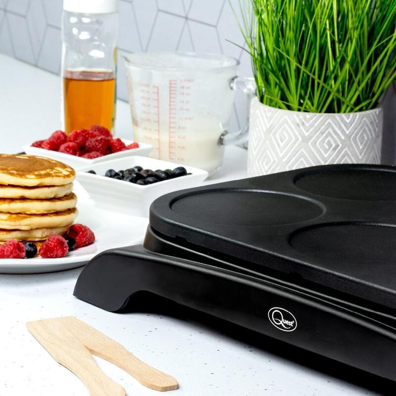 Quest Mini Pancake Maker Grill 1000W Non-Stick Crepe Omelette Breakfast Plate