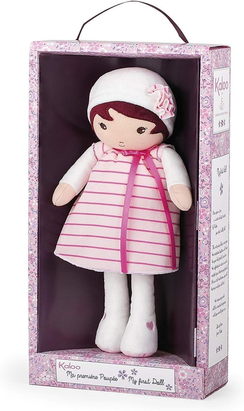 32cm Soft Plush Baby Doll Pink Striped Outfit Cuddly First Doll Gift Box