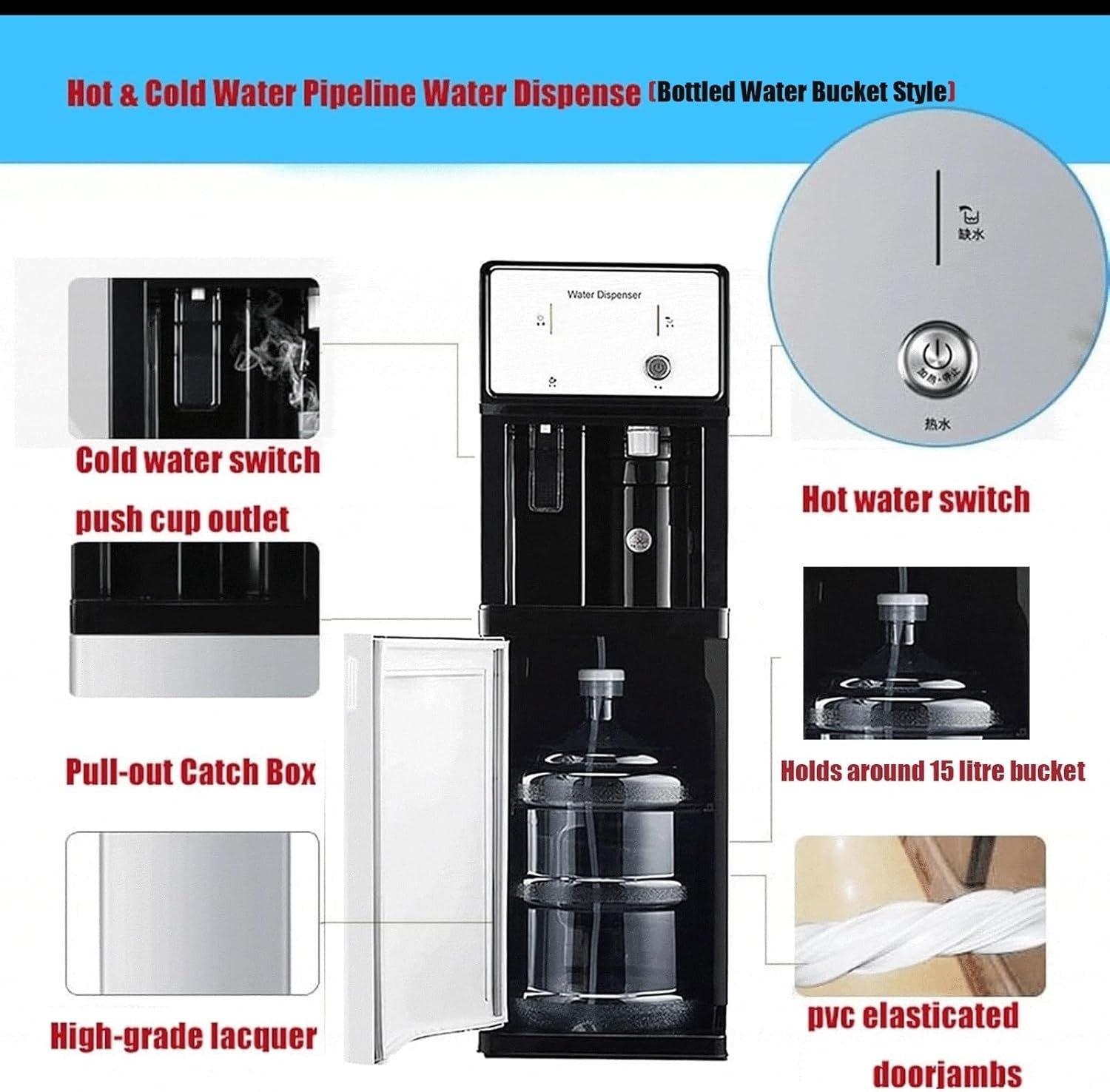 Bottom Loading Floor Standing Water Dispenser Hot Cold Ice 3s Boil