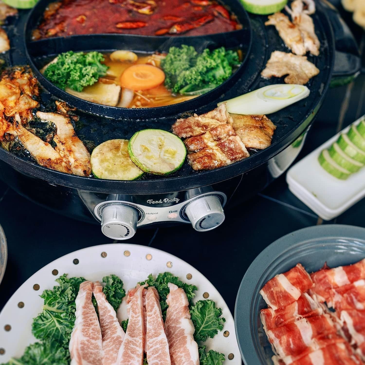 Electric Hot Pot BBQ Grill 2-in-1 2200W | Non-Stick Shabu Shabu Cooker 42cm