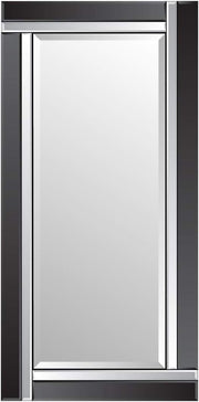 Large Black Silver Bevelled Wall Mirror 174x85cm Elegant Decor