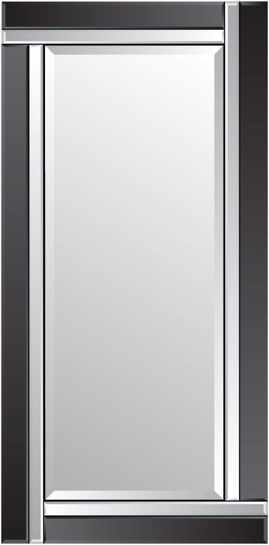 Large Black Silver Bevelled Wall Mirror 174x85cm Elegant Decor