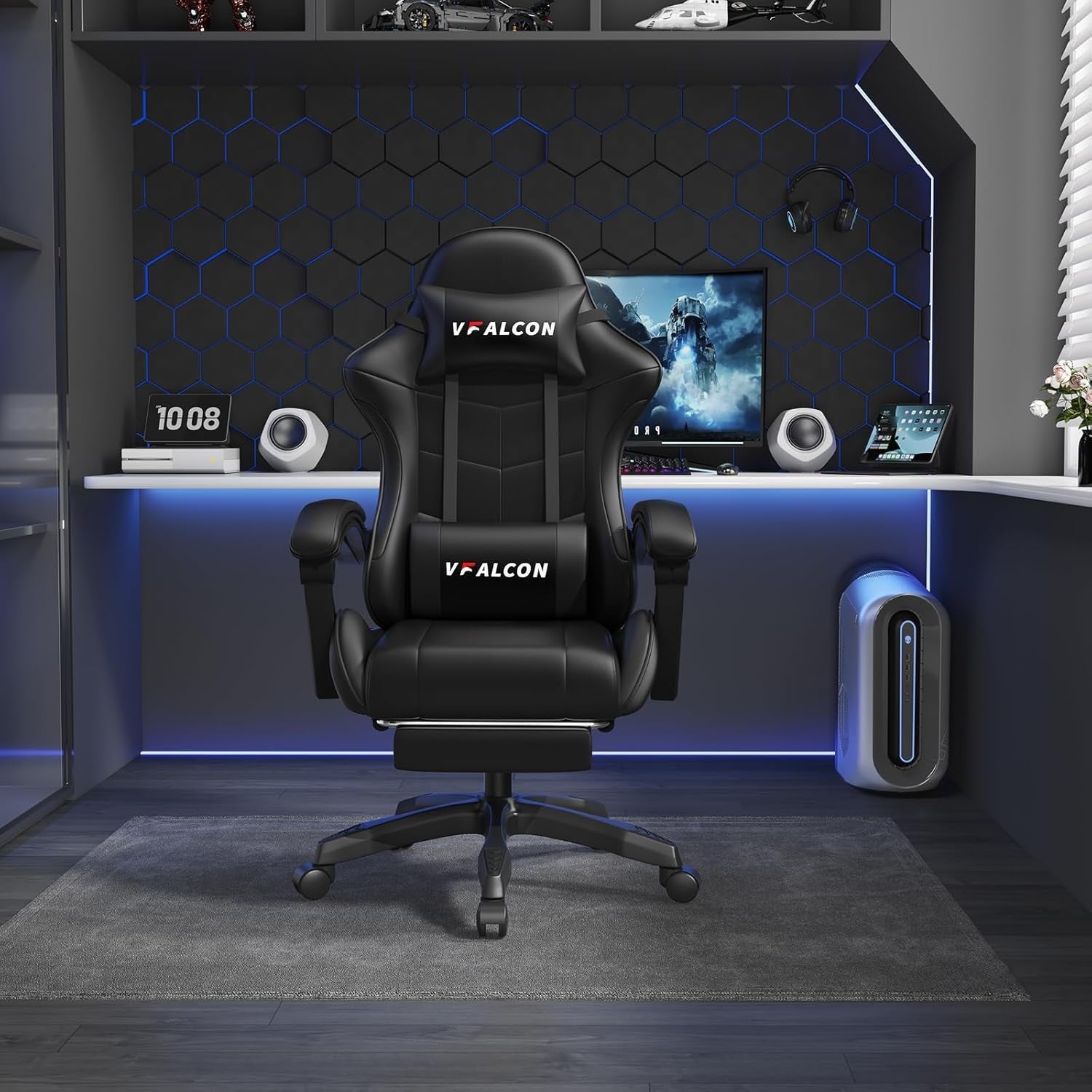 Ergonomic Gaming Chair Recliner with Footrest 360 Swivel Office Seat
