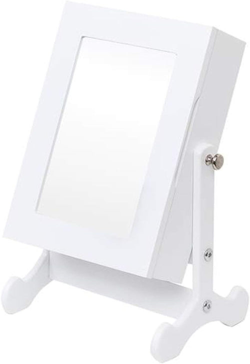 Desktop Jewelry Mirror Cabinet with Storage Lightweight Vanity Organizer White